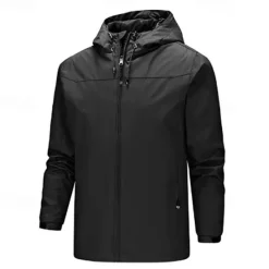 Best OUKU Men's Outdoor Jacket Softshell Jacket Transition Jacket Hoodie Jacket Training Outdoor Waterproof Windproof Pocket Drawstring Spring Fall Solid Color Casual Military Style Stand Collar Regular