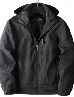 Outlet OUKU Men's Outdoor Jacket Transition Jacket Daily Wear Windproof Quick Dry Spring & Fall Solid Color Casual Daily Lapel Regular Loose Fit Black Blue Khaki Army Green Gray Jacket