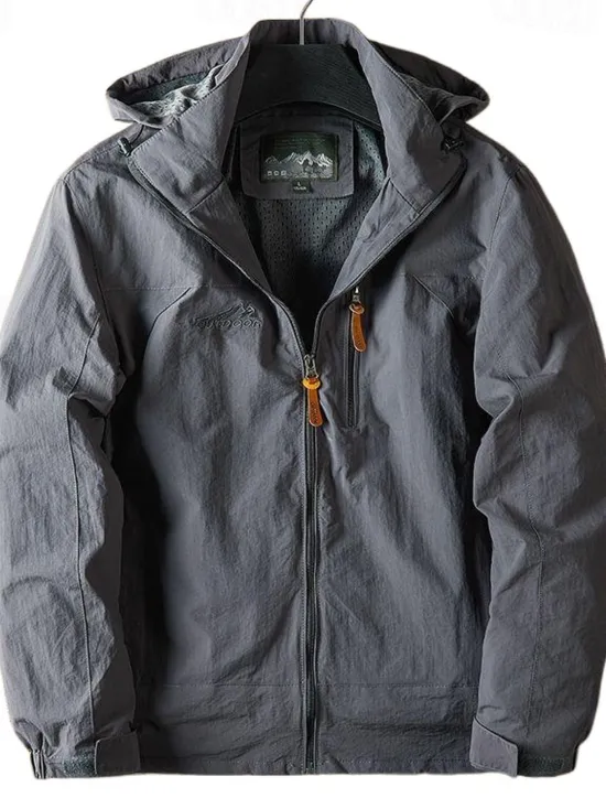 Outlet OUKU Men's Outdoor Jacket Transition Jacket Daily Wear Windproof Quick Dry Spring & Fall Solid Color Casual Daily Lapel Regular Loose Fit Black Blue Khaki Army Green Gray Jacket