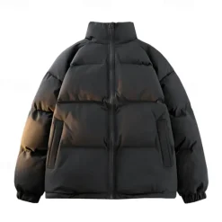 Online OUKU Men's Outdoor Jacket Winter Coat Puffer Jacket Padded Casual Daily Long Winter Solid / Plain Color Casual Lapel Regular Apple Green Black Warm White Dark Gray Jacket