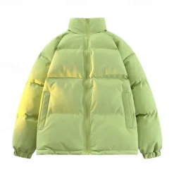 Online OUKU Men's Outdoor Jacket Winter Coat Puffer Jacket Padded Casual Daily Long Winter Solid / Plain Color Casual Lapel Regular Apple Green Black Warm White Dark Gray Jacket