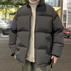 Online OUKU Men's Outdoor Jacket Winter Coat Puffer Jacket Padded Casual Daily Long Winter Solid / Plain Color Casual Lapel Regular Apple Green Black Warm White Dark Gray Jacket