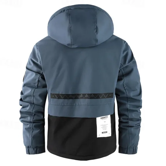 Best OUKU Men's Outdoor Jacket Winter Coat Raincoat Pocket Waterproof Polyster Daily Wear Date Vacation Regular Fashion Casual Comfortable Thermal Warm Waterproof Fall & Winter Solid / Plain Color Blue Orange