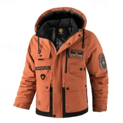 Best OUKU Men's Outdoor Jacket Winter Coat Raincoat Pocket Waterproof Polyster Daily Wear Date Vacation Regular Fashion Casual Comfortable Thermal Warm Waterproof Fall & Winter Solid / Plain Color Blue Orange