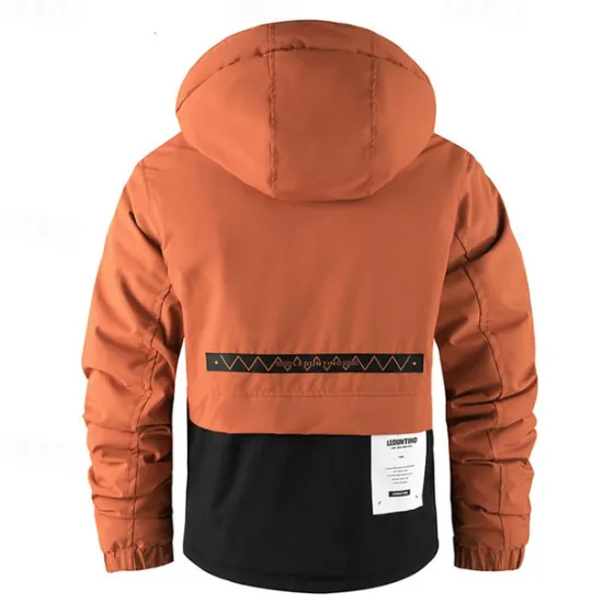 Best OUKU Men's Outdoor Jacket Winter Coat Raincoat Pocket Waterproof Polyster Daily Wear Date Vacation Regular Fashion Casual Comfortable Thermal Warm Waterproof Fall & Winter Solid / Plain Color Blue Orange