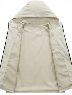 Best OUKU Men's Outdoor Jacket Zipper Pocket Multiple Pockets Spring Fall Winter Solid Color Sports Neutral Hooded Black White Army Green Rose Red Jacket