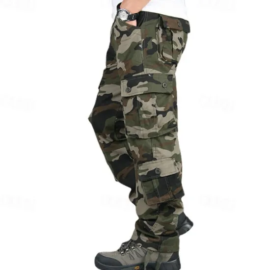 Sale OUKU Men's Outdoor Pants Cargo Pants Hiking Pants Trousers Military Camouflage Outdoor Regular Fit Waterproof Breathable Quick Dry Pants / Trousers Forest Green Black+Grey Cotton Hunting Climbing Camping