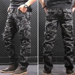 Sale OUKU Men's Outdoor Pants Cargo Pants Hiking Pants Trousers Military Camouflage Outdoor Regular Fit Waterproof Breathable Quick Dry Pants / Trousers Forest Green Black+Grey Cotton Hunting Climbing Camping
