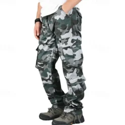 Sale OUKU Men's Outdoor Pants Cargo Pants Hiking Pants Trousers Military Camouflage Outdoor Regular Fit Waterproof Breathable Quick Dry Pants / Trousers Forest Green Black+Grey Cotton Hunting Climbing Camping