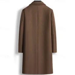 Clearance OUKU Men's Overcoat Trench Coat Long Trench Coat Daily Vacation Fall & Winter Polyester Windproof Soft Outerwear Clothing Apparel Fashion Classic Plain Pocket Lapel Double Breasted