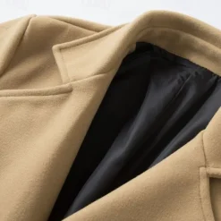 Clearance OUKU Men's Overcoat Trench Coat Long Trench Coat Daily Vacation Fall & Winter Polyester Windproof Soft Outerwear Clothing Apparel Fashion Classic Plain Pocket Lapel Double Breasted