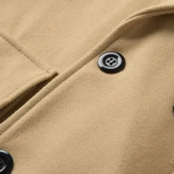 Clearance OUKU Men's Overcoat Trench Coat Long Trench Coat Daily Vacation Fall & Winter Polyester Windproof Soft Outerwear Clothing Apparel Fashion Classic Plain Pocket Lapel Double Breasted