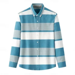 Best OUKU Men's Oxford Shirt Light Khaki Light Grey Dark Grey Blue White Long Sleeve Color Block Button Down Collar School Wedding Buttons Clothing Apparel Neutral Fashion Daily