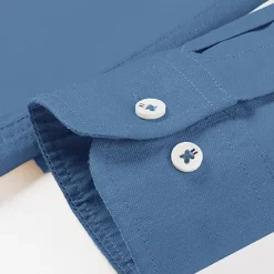 OUKU Men's Oxford Shirt White Navy Blue Blue Orange Light Grey Long Sleeve Standing Collar School Wedding Buttons Clothing Apparel Neutral Fashion Daily