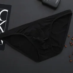 OUKU Men's 1pack Basic Panties Briefs Basic Nylon Pure Color Low Waist Light Blue Black