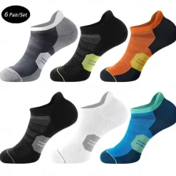 OUKU Men's 6-Pack Multi Packs Socks Ankle Socks Low Cut Socks Running Socks Casual Socks Black White Color Color Block Sports & Outdoor Daily Vacation Basic Medium Spring Fall Fashion Casual