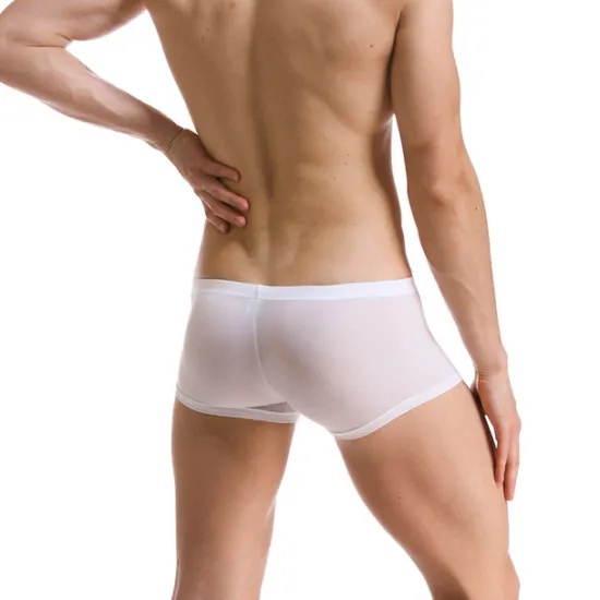 Best OUKU Men's 1pack Underwear Boxers Underwear Basic Polyester Pure Color Low Waist Light Blue Black