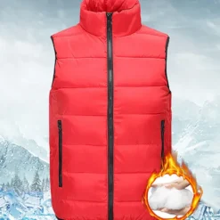 Sale OUKU Men's Padded Hiking Vest Quilted Puffer Jacket Sleeveless Outerwear Trench Coat Top Outdoor Thermal Warm Windproof Breathable Quick Dry Winter Cotton Nylon Kong Lan Black Orange Work Hunting Ski