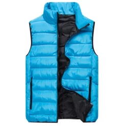 Sale OUKU Men's Padded Hiking Vest Quilted Puffer Jacket Sleeveless Outerwear Trench Coat Top Outdoor Thermal Warm Windproof Breathable Quick Dry Winter Cotton Nylon Kong Lan Black Orange Work Hunting Ski