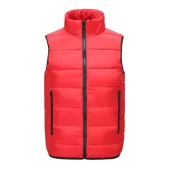 Sale OUKU Men's Padded Hiking Vest Quilted Puffer Jacket Sleeveless Outerwear Trench Coat Top Outdoor Thermal Warm Windproof Breathable Quick Dry Winter Cotton Nylon Kong Lan Black Orange Work Hunting Ski