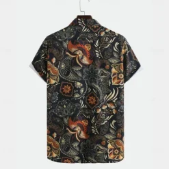 New OUKU Men's Paisley Casual Shirt Button Up Shirt Short Sleeve Casual Casual Summer Spring Turndown Button Up Black