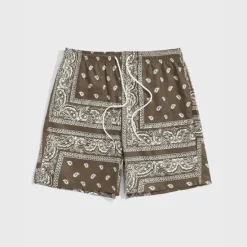 Clearance OUKU Men's Paisley Color Block Flower / Floral Shorts Summer Shorts Beach Shorts Mid Waist Streetwear Hawaiian Designer Casual Daily Holiday Elastic Waist 3D Print Drawstring Designer Clothing Apparel