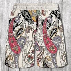 Best OUKU Men's Paisley Flower / Floral Swim Trunks Swim Shorts Board Shorts Mid Waist Fashion Streetwear Designer Casual Daily Holiday Pocket Drawstring Elastic Waist Designer Clothing Apparel White