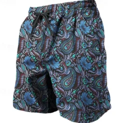 OUKU Men's Paisley Gradient Sweat Shorts Beach Shorts Terry Shorts Mid Waist Casual Athleisure Daily Holiday Streetwear Drawstring Elastic Waist 3D Print Designer Clothing Apparel