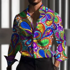 Best OUKU Men's Paisley Shirt Button Up Shirt Long Sleeve Vintage Outdoor Street Casual Daily Fall & Winter Turndown Buttons Print Black Purple