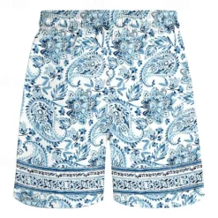 Hot OUKU Men's Paisley Swim Trunks Swim Shorts Board Shorts Mid Waist Vacation Hawaiian Holiday Vacation Holiday Beach Drawstring with Mesh lining Elastic Waist Designer Clothing Apparel