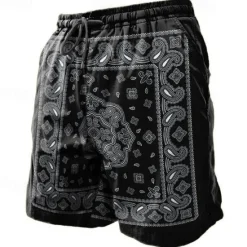 Best OUKU Men's Paisley Swim Trunks Swim Shorts Board Shorts Mid Waist Vacation Hawaiian Ethnic Vacation Holiday Beach Drawstring with Mesh lining Elastic Waist Designer Clothing Apparel