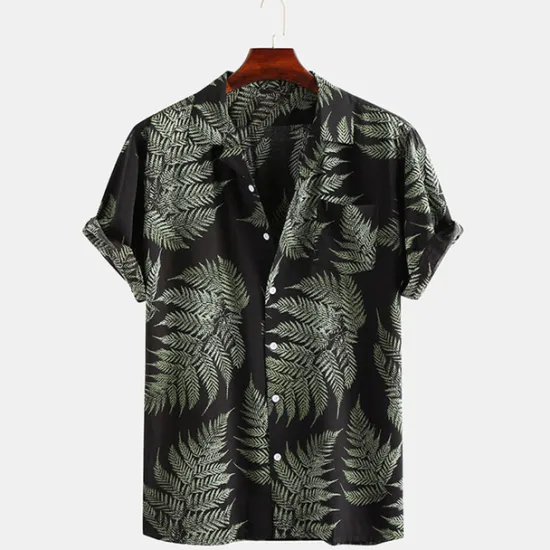 Best OUKU Men's Palm Leaf Tropical Plants Shirt Summer Hawaiian Shirt Camp Collar Shirt Short Sleeve Shirt Collar Turndown Fashion Hawaiian Designer Outdoor Vacation Street Yellow Pink Green Print S M L