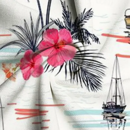 Online OUKU Men's Palm Tree Sailboat Tropical Plants Shirt Summer Hawaiian Shirt Aloha Shirt Short Sleeve Shirt Turndown Vacation Hawaiian Resort Style Outdoor Vacation Beach Black White S M L