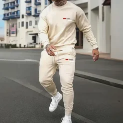 OUKU Men's Paris 2pcs 3D Sweatshirt Sets Tracksuit Pullover Sweatshirt Long Sleeve Long pants Crew Neck Sporty Casual Daily Casual 3D Print Spring Fall Winter Black Blue Red