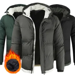 Hot OUKU Men's Parka Warm Work Daily Wear Pure Color Outerwear Clothing Apparel Casual Casual Daily Green Black White
