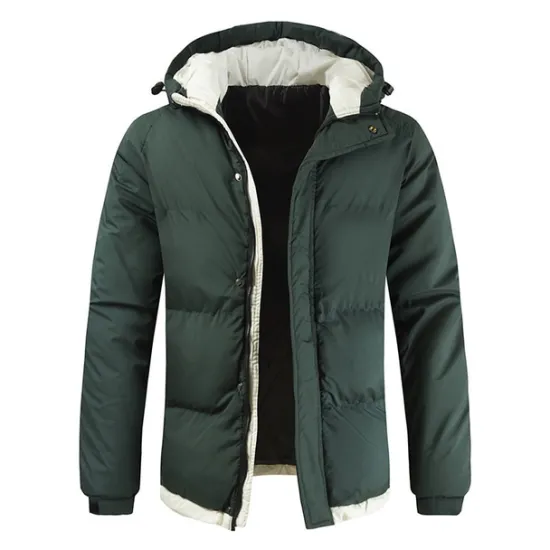 Hot OUKU Men's Parka Warm Work Daily Wear Pure Color Outerwear Clothing Apparel Casual Casual Daily Green Black White