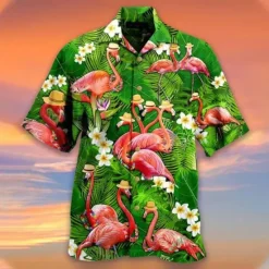 Sale OUKU Men's Parrot Leaves Shirt Summer Hawaiian Shirt Aloha Shirt Short Sleeve Shirt Turndown Tropical Fashion Hawaiian Casual Hawaiian Holiday Black Yellow Black / Brown S M L