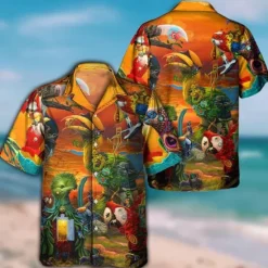 Sale OUKU Men's Parrot Leaves Shirt Summer Hawaiian Shirt Aloha Shirt Short Sleeve Shirt Turndown Tropical Fashion Hawaiian Casual Hawaiian Holiday Black Yellow Black / Brown S M L