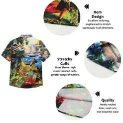 Online OUKU Men's Parrot Shirt Summer Hawaiian Shirt Camp Collar Shirt Short Sleeve Shirt Turndown Hawaiian Designer Casual Outdoor Street Casual Yellow Light Green Pink 3D Print S M L