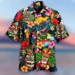 Online OUKU Men's Parrot Shirt Summer Hawaiian Shirt Camp Collar Shirt Short Sleeve Shirt Turndown Hawaiian Designer Casual Outdoor Street Casual Yellow Light Green Pink 3D Print S M L