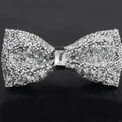Sale OUKU Men's Party Bow Tie Bow Fashion men's diamond-studded star bow tie bow trendy party Accessories Men Luxury Sparkling Diamante Bowties Silver crystal and gem bow tie