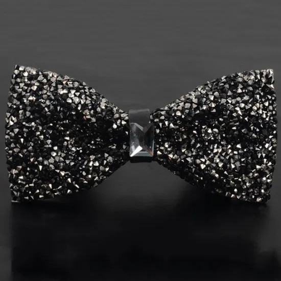 Sale OUKU Men's Party Bow Tie Bow Fashion men's diamond-studded star bow tie bow trendy party Accessories Men Luxury Sparkling Diamante Bowties Silver crystal and gem bow tie