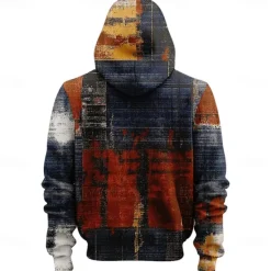 Clearance OUKU Men's Patchwork Hoodies Fashion Cool Long Sleeve Crew Neck Holiday Going out Streetwear Drawstring Fall Winter Designer Blue