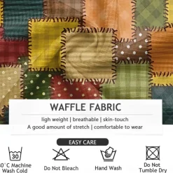 OUKU Men's Patchwork Waffle Polo Shirts Golf Shirt Long Sleeve Polo Shirts Collared Shirts Casual Party Evening Wear Dailywear Outdoor clothing Buttons 3D Print Spring Fall Winter Yellow Blue Purple