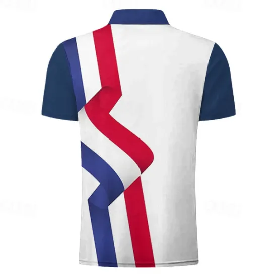Discount OUKU Men's Patriotic Sports Polo Shirts Golf Shirt Short Sleeve Polo Shirts Collared Shirts Casual Sportswear Vacation Wear 3D Print Quarter Zip Polo Spring & Summer White Blue