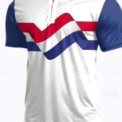 Discount OUKU Men's Patriotic Sports Polo Shirts Golf Shirt Short Sleeve Polo Shirts Collared Shirts Casual Sportswear Vacation Wear 3D Print Quarter Zip Polo Spring & Summer White Blue