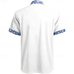 OUKU Men's Pattern Beach Shirt Button Up Shirt Short Sleeve Hawaiian Casual Vacation Daily Summer Spring Turndown Collared Shirts Button Up 3D Print White