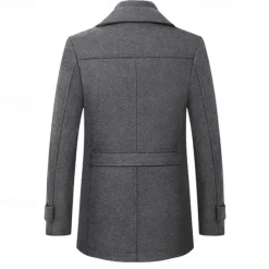 OUKU Men's Peacoat Trench Coat Daily Vacation Fall & Winter Polyester Thermal Warm Outerwear Clothing Apparel Fashion Classic Plain Pocket Lapel Zipper