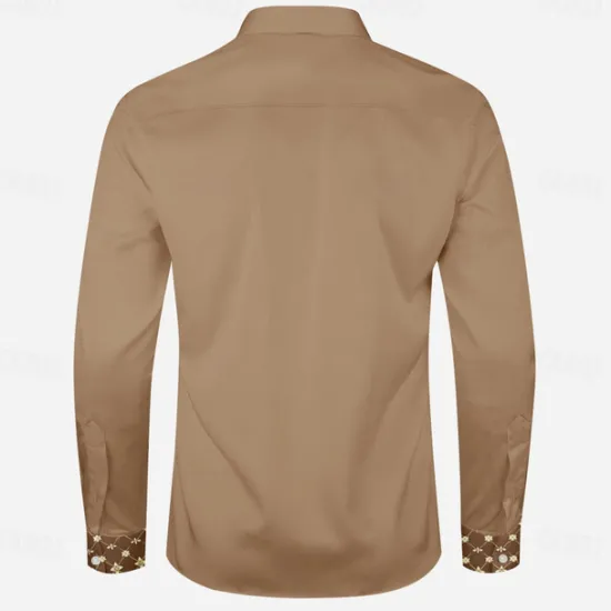 Best OUKU Men's Pentagram Western Shirt Cowboy Shirt Long Sleeve Western Sport Spring Fall Turndown Patchwork Dark Brown Brown