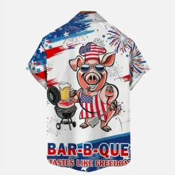 Best OUKU Men's Pig National Flag Shirt Summer Hawaiian Shirt Aloha Shirt Short Sleeves Shirt Turndown Tropical Sports Streetwear Street Casual Daily S M L White